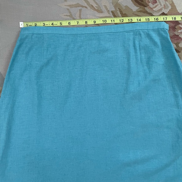 Turquoise aqua linen skirt size 16 by Kathie Lee collection - Picture 5 of 5